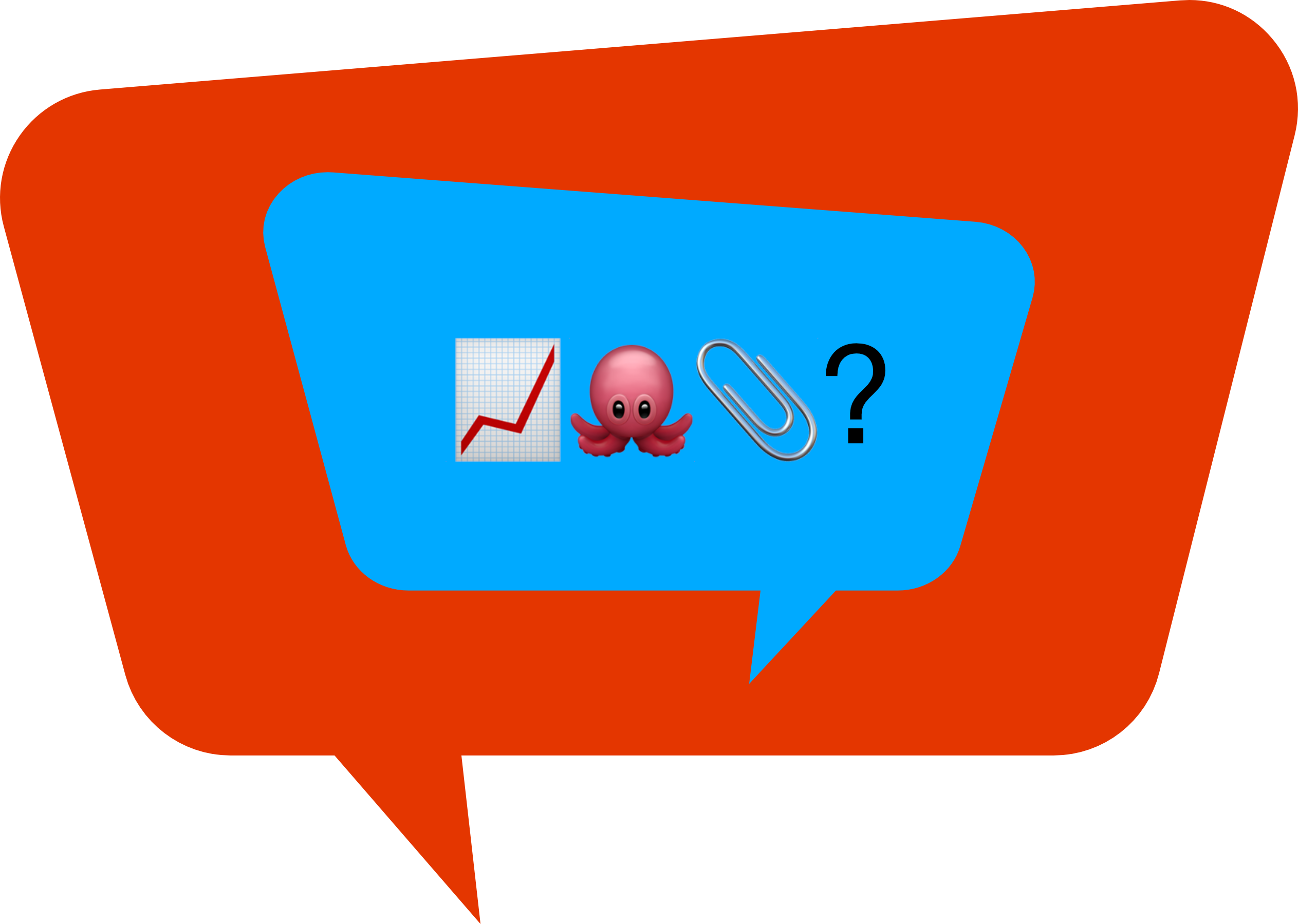 What do NLP researchers think NLP researchers think? An image of a speech bubble embedded in another speech bubble. The inner bubble has a line graph, octopus, and paperclip emoji followed by a question mark.